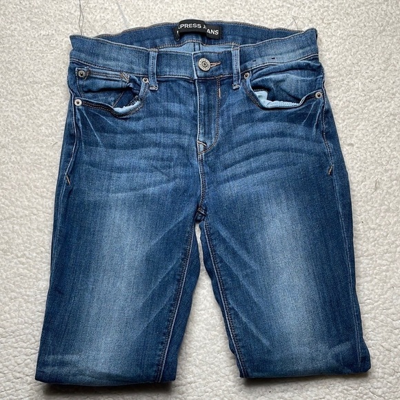 Express Jeans Denim Stretch Comfy Size 2 Raw Hem - Picture 3 of 8